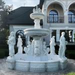 Marble Woman Pouring Water Fountain Outdoor White Stone Yard Naked Lady