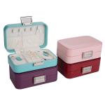 Small Size Portable Travel Jewelry Box Leather Material With Form Insert