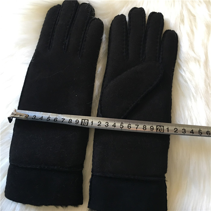 Hand Sewn Pure Sheepskin Real fur Lined Shearling Gloves men's leather glove