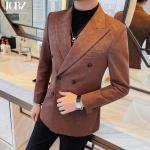 Men's Suede Suit Jacket Business Casual Style Slim Fit Blazer for Men Leather
