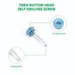 Zinc Alloy Coated 12 x1'' Self Drilling Tapping Screw Torx Pan Head for Metal