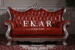 Luxury Carved Sofa Set Antique Style Red Chesterfield Sofa Leather LS-A806T