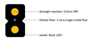 China Steel Rod 1 Core Indoor FTTH Drop Cable With Glue G657a2 GJXFH factory