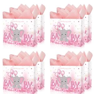 China Foldable Large Eco Reusable Baby Girl Pink Cartoon Gift Carry Card Paper Shopping Bag factory
