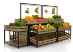Metal Supermarket Fruit And Vegetables Shelves 2 Layers Display Rack