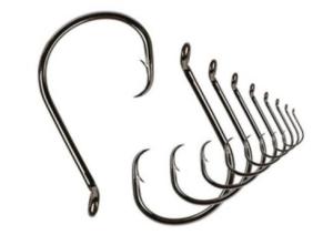 China High Carbon Steel Sea Fishing Hooks / Circle Fishing Hooks Black Color factory