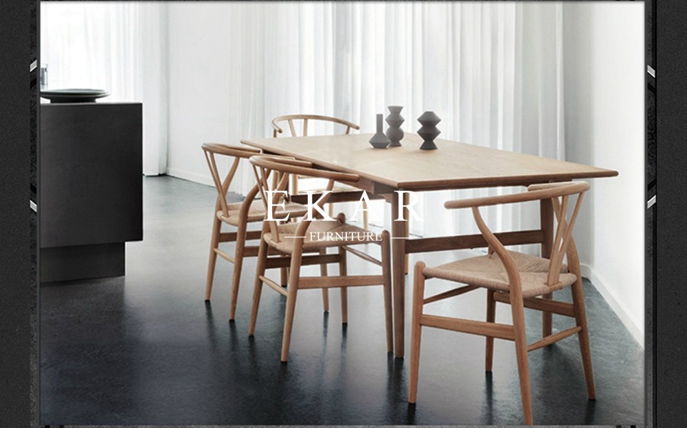 Nordic Design Wooden Solid Wood Hemp Rope Rattan Dining Chair