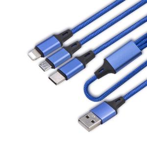 China Mobile 3 In 1 Braided Charging Cable Micro Usb Type C Iphone Connectors factory