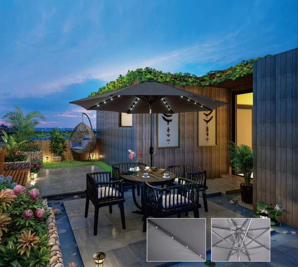 Garden Furniture With Parasol Set Sunshade Backyard Banana Umbrella Garden