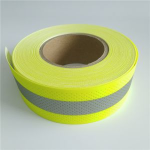 Warning Segmented Reflective Tape Sew On Yellow Silver Flame Retardant