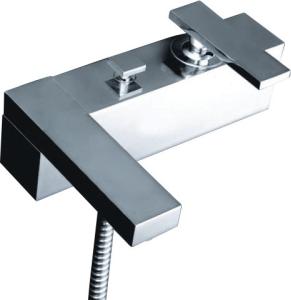 China Two Hole Brass Single Handle Tub And Shower Faucet with Square Main Body factory