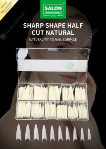 China Sharp Drops Shape Half Cut False Nail French Style Artificial Nail With ABS factory