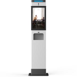 China 21 Inch Advertising Function Face Recognition Thermometer With 10L Dispenser factory