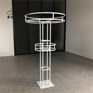 China Saixin new custom 1.5m tall large double round white wrought iron flower stands for wedding centerpieces factory