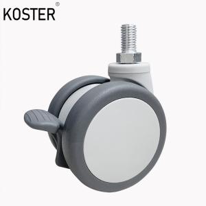 China 100mm Hospital Bed Swivel Medical Caster with Rotating Wheel and PU Threaded Stem factory