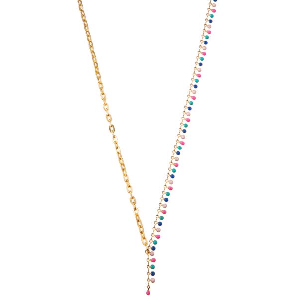 Multicolor Beaded 14K Gold-Plated Chain Link Gemstone/Pearl/Turquoise Pendant