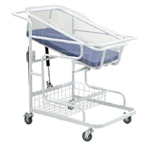 China Adjustable One Crank Hospital Baby Cot Powder Coated Steel factory