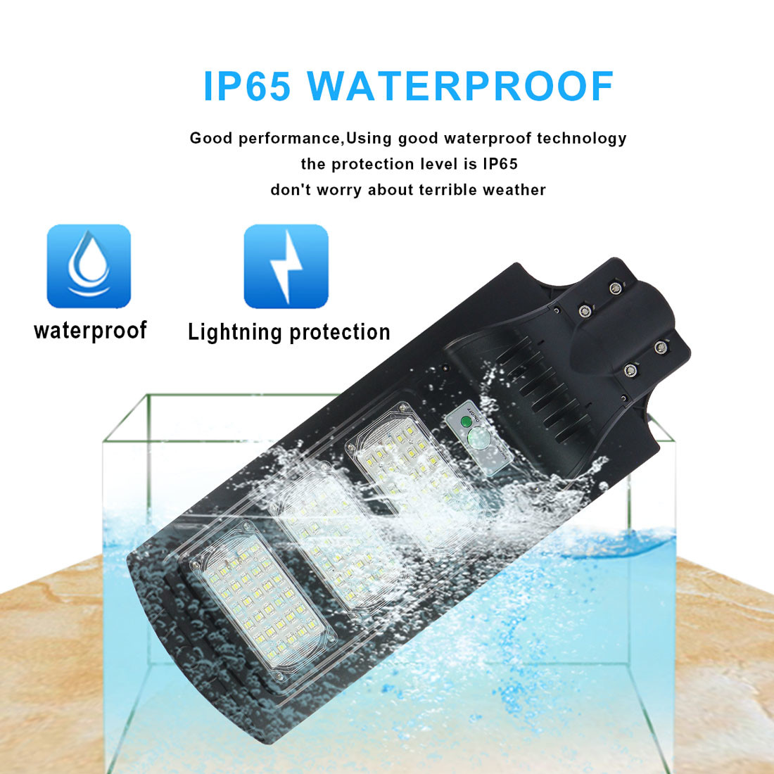 IP65 Outdoor High Power All In One Led Solar Street Light Aluminum Durable Pole IK10 Protection with Solar Panel