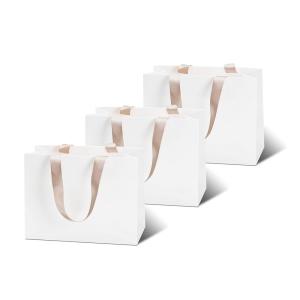 China Large White Card Hot Stamping Custom Logo Printing Paper Bag for Clothes and Boutiques factory
