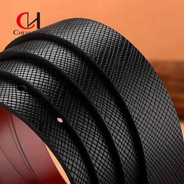 Business Smooth Genuine Leather Belt With Metal Buckle Reversible