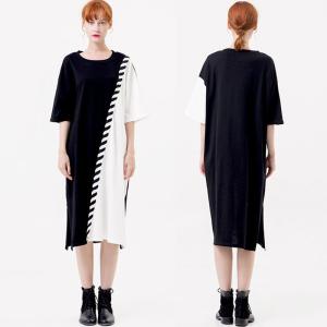 China OEM Casual Clothing Fashion Patchwork T-Shirt Dress Women factory