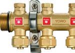 6211 Hot Forged Brass Water Distribution Manifolds 50mm Branch Spacing with