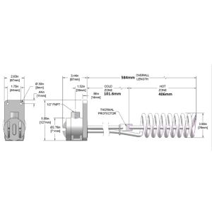 PTFE Sheathed Spiral Immersion Heater Most Chemistries Resistant
