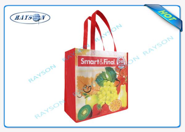 Handle Red 100% Virgin Polypropylene PP Non Woven Shopping Bag Silkscreen