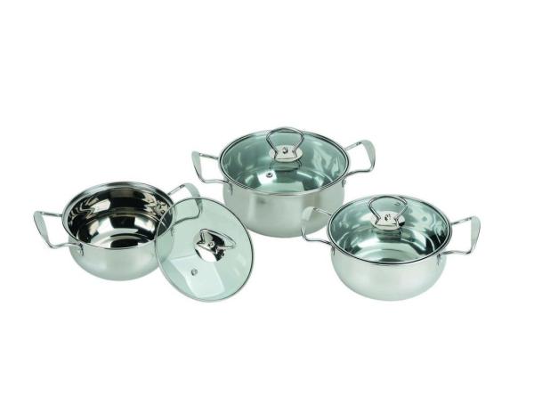 Stainless Steel Kitchen Cookware Sets 0.5mm Thickness Mirror Polish Inside And