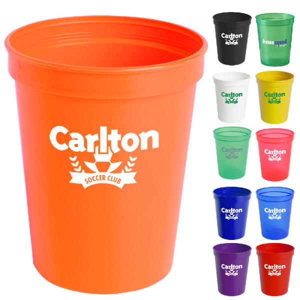 16 OZ Plastic Stadium Cup Reusable Plastic Party Tumbler Logo Imprint Plastic