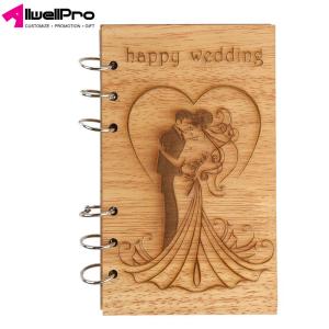 China Happy Wedding Wooden Couple Notebook Laser Cut Your Logo factory