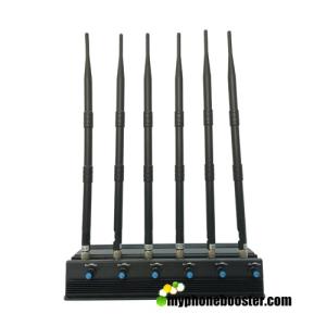 China Adjustable 6 Antennas 15w 3G/4G Cellphone Jammer Blocker Jam GPS Lojack 3G 4G Wifi Signals Long Time Working Fans Inside factory