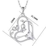 YASVITTI OEM Women's Gift Heart to Heart Necklace Cubic Zirconia Rhodium Plated