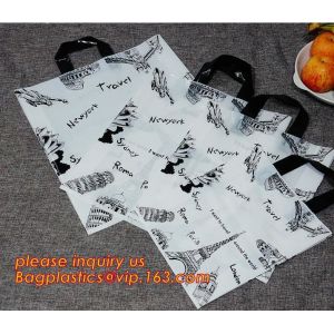 China Custom Print Soft Loop Handle Plastic Shopping Bag with handles,Colored Soft Loop Plastic Handle Bags With Cardboard Ins factory