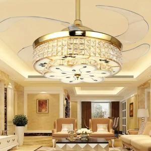 China 42 Inch Crystal Ceiling Fan Light , Modern European Style Ceiling Fans factory