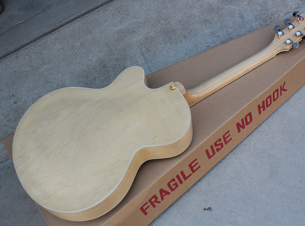 Custom Classic F hole wood natural color hollow body electric guitar colors is optional free shipping