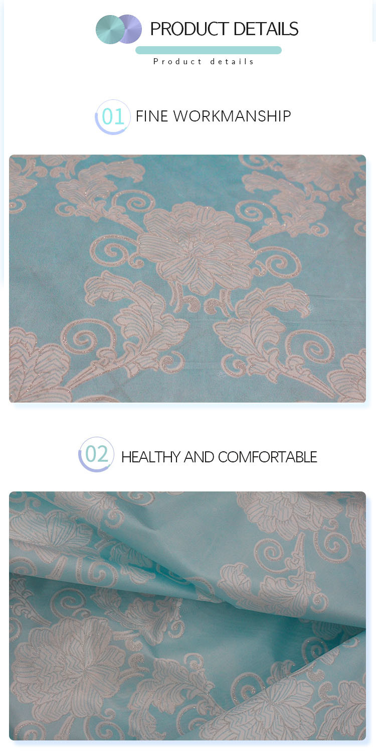 215cm Width Polyester Mattress Fabric Warp Knitted Printed Gold Powder Cloth