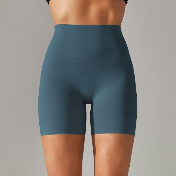 Solid color yoga shorts double-side sanding tight high-waisted stretch sports
