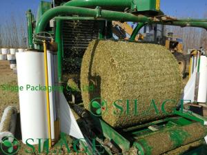 China HDPE White Bale Wrap Net With Green Line factory