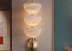 White marble led round and long and plating gold wall lamp for hotel
