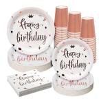 PC2094 Birthday Compostable Rose Gold Disposable Dinnerware Sets