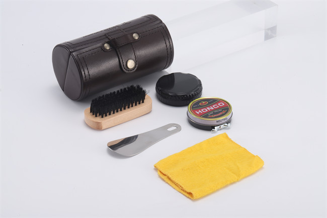 dress boot brown shoe polish kit Polish Sponge Shoe Horn In PU Leather Case
