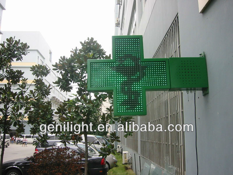 Graphics Display Function Waterproof LED Cross Pharmacy Sign for Medical Treatment