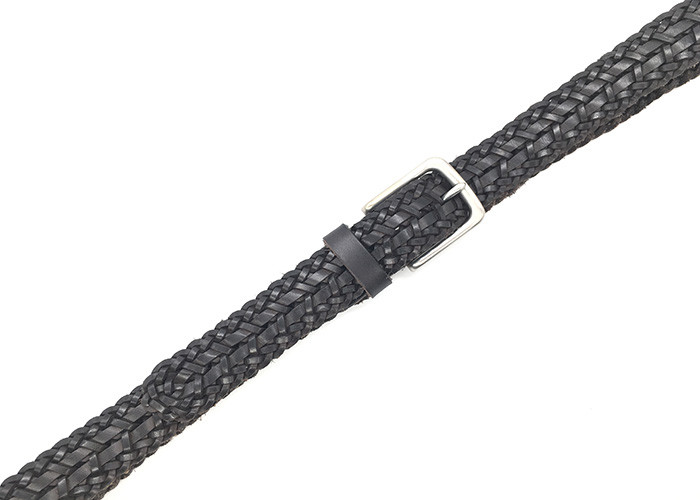 Durable Mens Casual Braid Leather Belt With Zinc Alloy Buckle Material