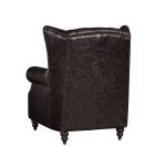 Retro Distressed Leather Winged Armchair , High Back Upholstered Chairs With