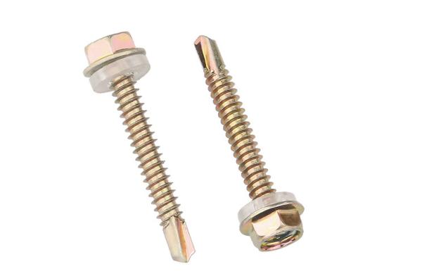 DIN7504K Yellow Chromated Steel Hexagon Flange Head Self Drilling Screws With