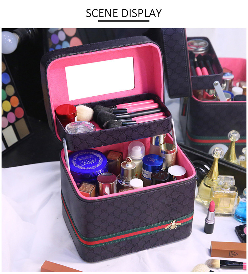 SGS Dustproof Pu Leather L24cm Makeup Storage Case