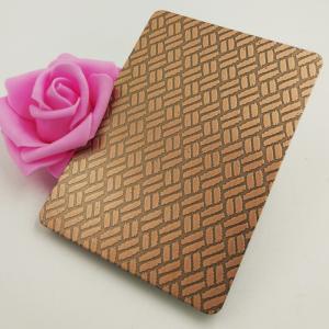 China Gold Mirror Etched Finish Patterned Stainless Steel Sheet 0.9mm For KTV Decoration factory