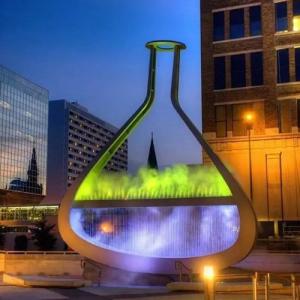 China Large Outdoor Fountain Waterscape Bottle Decorative Metal Sculpture factory