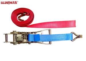 China Blue Heavy Duty Ratchet Straps , Lockable Tie Down Straps EN12195-2 Standard factory